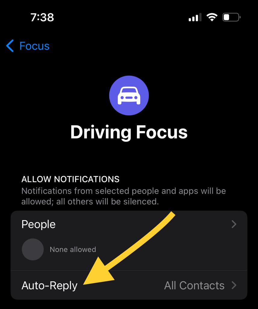 Auto reply option under driving mode