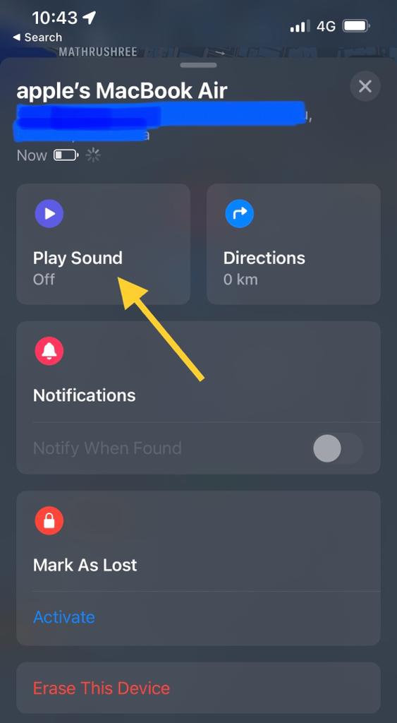 play sound and directions options to get dead apple watch