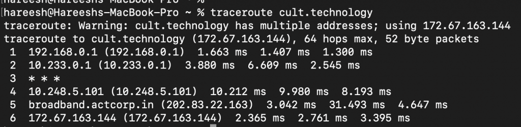 traceroute on mac